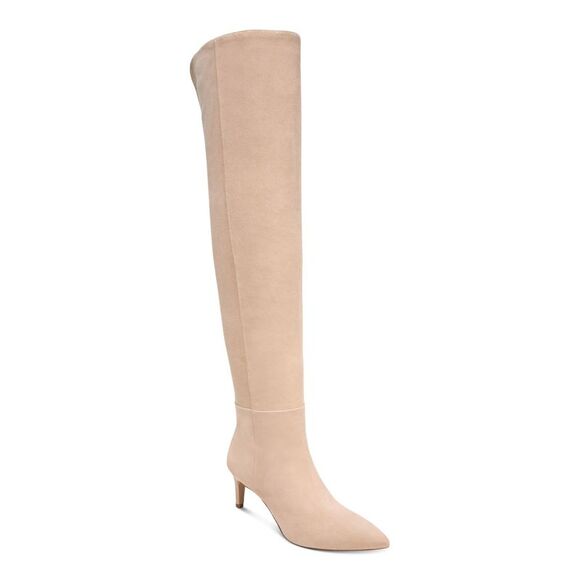 NWT SAM EDELMAN Womens Beige Ursula Pointed Toe Stiletto Leather Boots 6.5 M